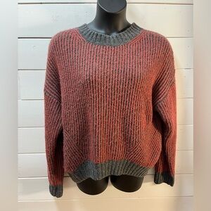 CHIARAMENTE – RED & GREY STRIPED SWEATER – SIZE L